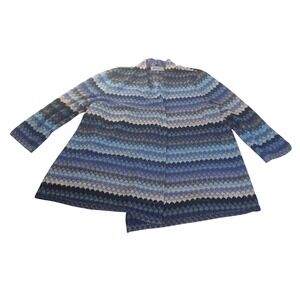 Kasper Open Front Knit Cardigan 3X Chevron Stripe Lightweight Office Casual